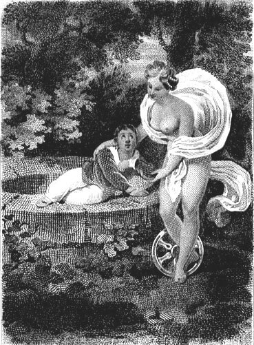 La Fortune et Le Jeune Enfant de Jean de La Fontaine dans Les Fables - Illustration de Achille Devéria - 19ème siècle