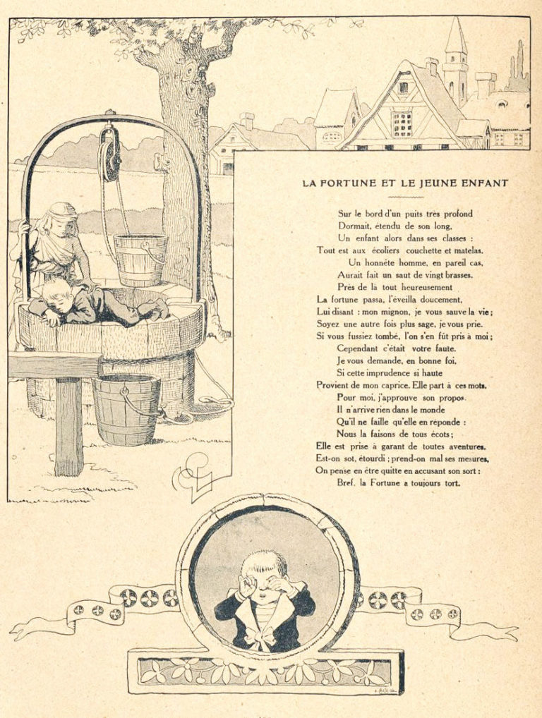 La Fortune et Le Jeune Enfant de Jean de La Fontaine dans Les Fables - Illustration de Benjamin Rabier - 1906
