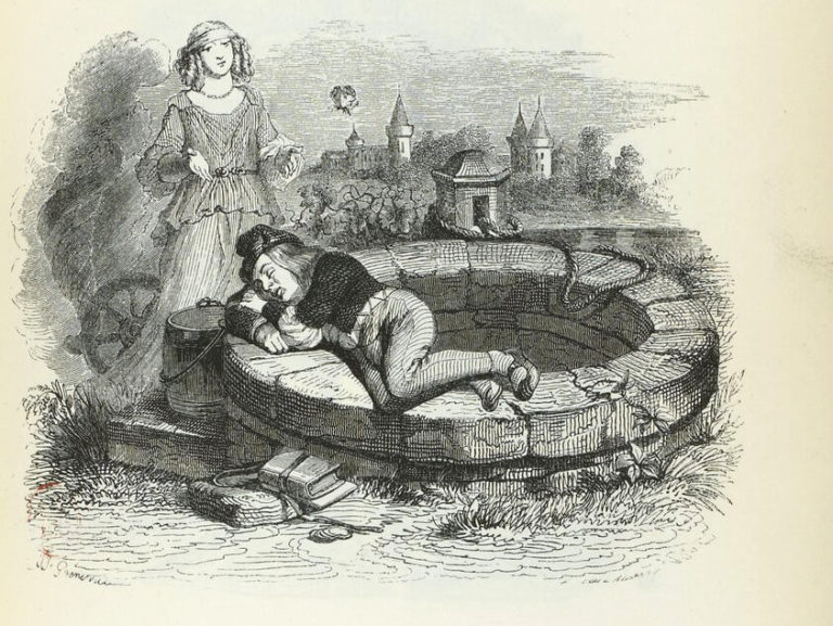 La Fortune et Le Jeune Enfant de Jean de La Fontaine dans Les Fables - Illustration de Grandville - 1840