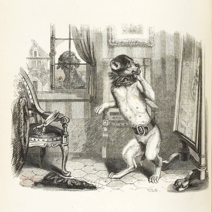 Le Chien à qui On a Coupé Les Oreilles de Jean de La Fontaine dans Les Fables - Illustration de Grandville - 1840