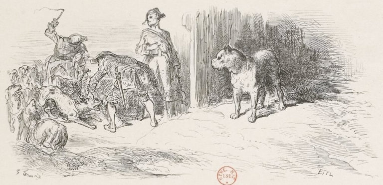 Le Chien à qui On a Coupé Les Oreilles de Jean de La Fontaine dans Les Fables - Illustration de Gustave Doré - 1876