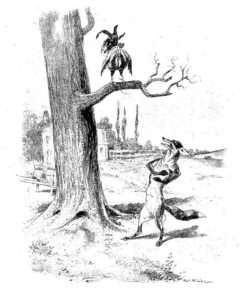 Le Coq et Le Renard de Jean de La Fontaine dans Les Fables - Illustration de Auguste Vimar - 1897