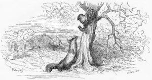 Le Coq et Le Renard de Jean de La Fontaine dans Les Fables - Illustration de Gustave Doré - 1876