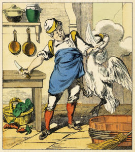 Le Cygne et Le Cuisinier de Jean de La Fontaine dans Les Fables - Image d'Épinal de la fabrique Pellerin - 1875