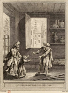 Le Dépositaire Infidèle de Jean de La Fontaine dans Les Fables - Gravure par A.-J. de Fehrt d'après un dessin de Jean-Baptiste Oudry - 1759