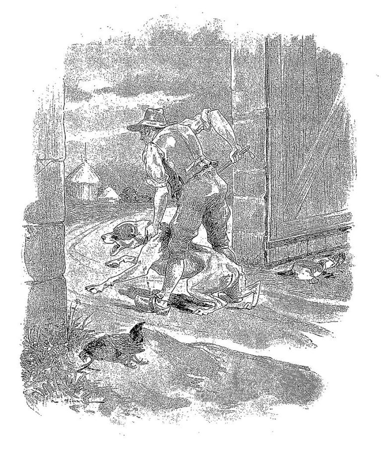 Le Fermier, Le Chien et Le Renard de Jean de La Fontaine dans Les Fables - Illustration de Auguste Vimar - 1897