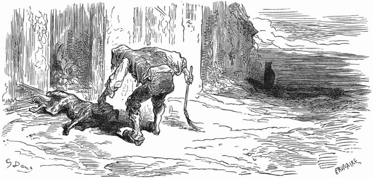 Le Fermier, Le Chien et Le Renard de Jean de La Fontaine dans Les Fables - Illustration de Gustave Doré - 1876