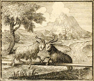 Les Deux Chèvres de Jean de La Fontaine dans Les Fables - Illustration de François Chauveau - 1688