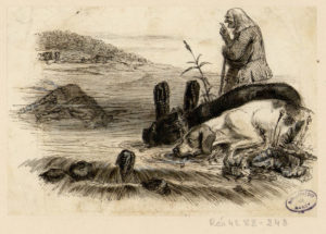 Les Deux Chiens et l'Âne Mort de Jean de La Fontaine dans Les Fables - Illustration de Grandville - 1840