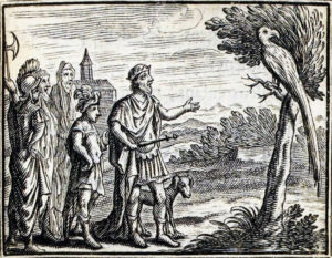 Les Deux Perroquets, Le Roi et Son Fils de Jean de La Fontaine dans Les Fables - Illustration de François Chauveau - 1688