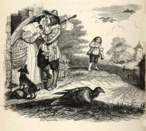 Les Deux Pigeons de Jean de La Fontaine dans Les Fables - Illustration de Grandville - 1840