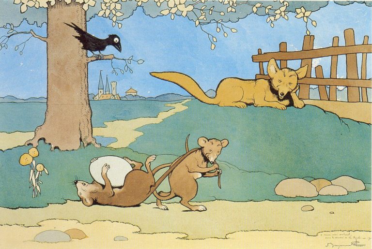 Les Deux Rats, Le Renard et l'Œuf de Jean de La Fontaine dans Les Fables - Illustration de Benjamin Rabier - 1924