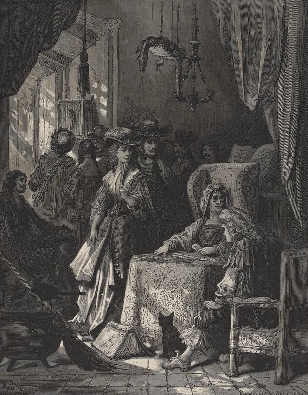 Les Devineresses de Jean de La Fontaine dans Les Fables - Gravure de Gustave Doré - 1876