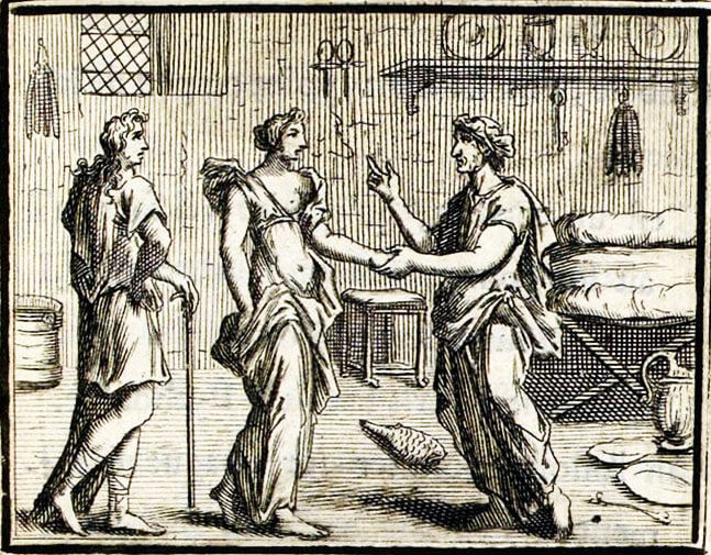 Les Devineresses de Jean de La Fontaine dans Les Fables - Illustration de François Chauveau - 1688