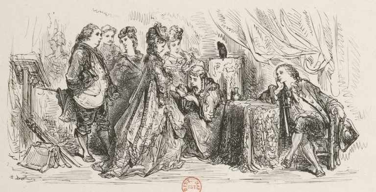 Les Devineresses de Jean de La Fontaine dans Les Fables - Illustration de Gustave Doré - 1876