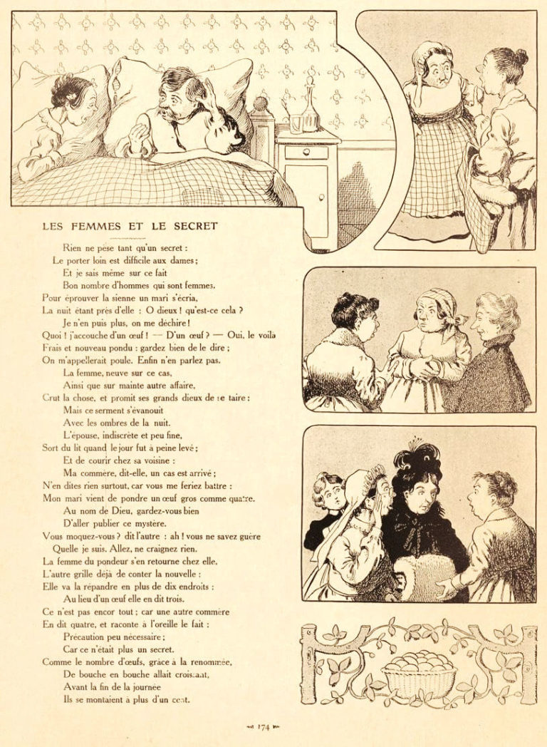 Les Femmes et Le Secret de Jean de La Fontaine dans Les Fables - Illustration de Benjamin Rabier - 1906