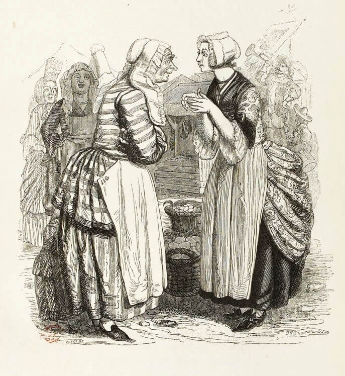 Les Femmes et Le Secret de Jean de La Fontaine dans Les Fables - Illustration de Grandville - 1840