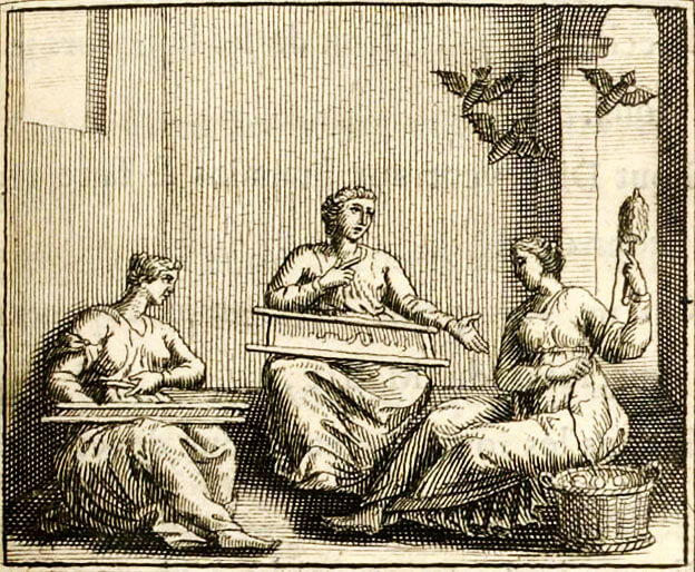 Les Filles de Minée de Jean de La Fontaine dans Les Fables - Illustration de François Chauveau - 1688