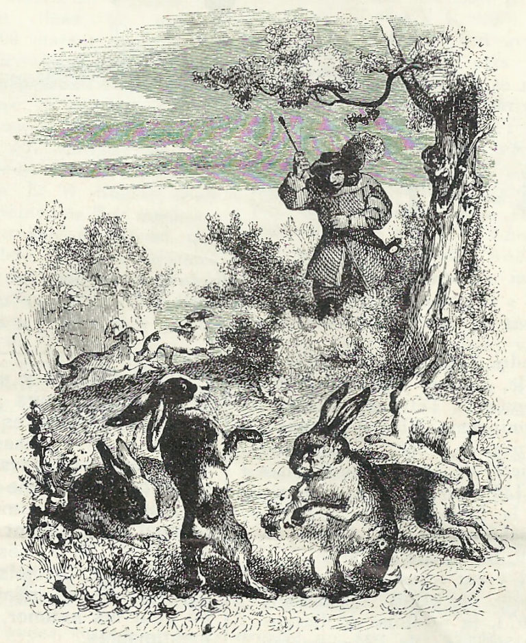 Les Lapins de Jean de La Fontaine dans Les Fables - Illustration de Grandville - 1840
