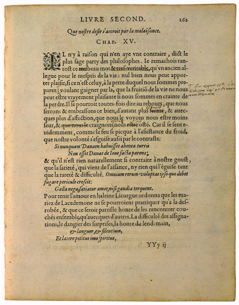 Que Nostre Desir s’Accroit par La Malaisance de Michel de Montaigne - Essais - Livre 2 Chapitre 15 - Édition de Bordeaux - 001