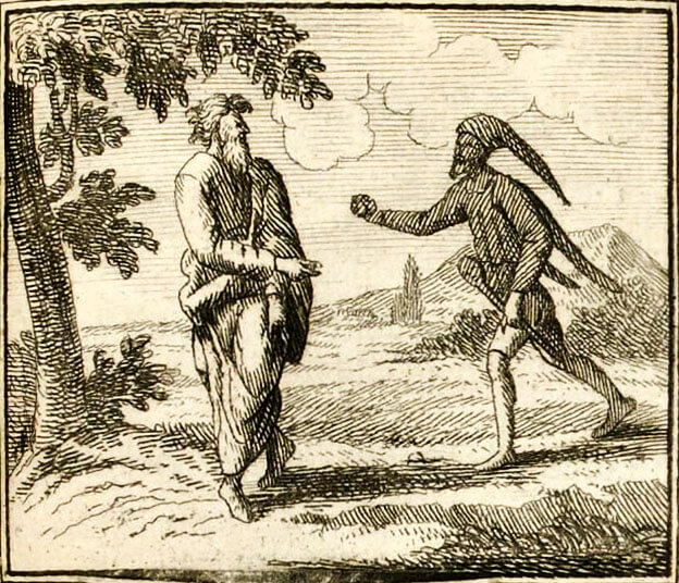 Un Fou et Un Sage de Jean de La Fontaine dans Les Fables - Illustration de François Chauveau - 1688