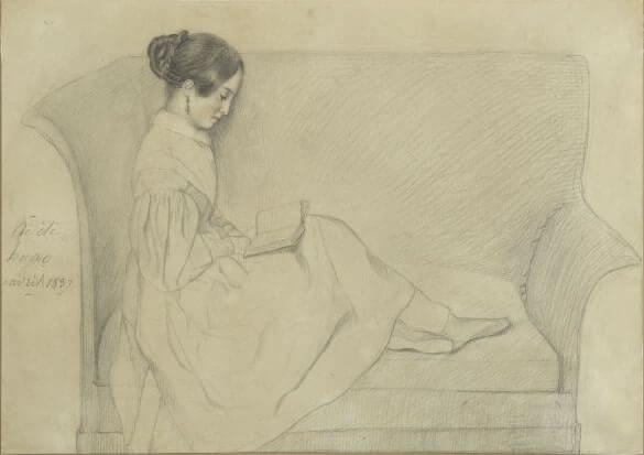 15 Février 1843 - 4 Septembre 1843 de Victor Hugo dans Les Contemplations - Dessin de Adèle Foucher - Léopoldine lisant - 1837