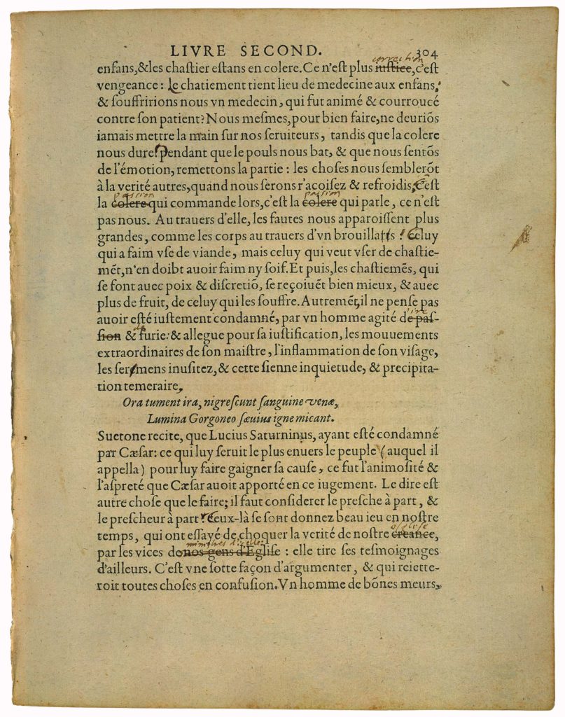 De La Colere de Michel de Montaigne - Essais - Livre 2 Chapitre 31 - Édition de Bordeaux - 002