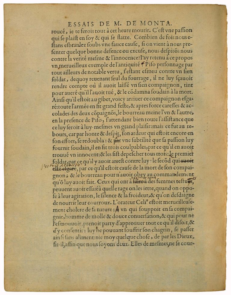 De La Colere de Michel de Montaigne - Essais - Livre 2 Chapitre 31 - Édition de Bordeaux - 005