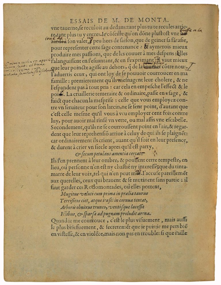 De La Colere de Michel de Montaigne - Essais - Livre 2 Chapitre 31 - Édition de Bordeaux - 007