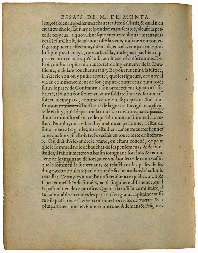 De La Liberté de Conscience de Michel de Montaigne - Essais - Livre 2 Chapitre 19 - Édition de Bordeaux - 003