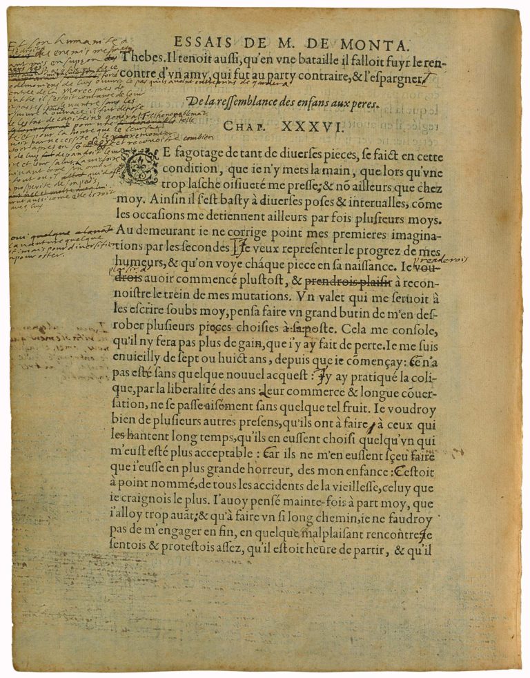 De La Ressemblance Des Enfans Aux Peres de Michel de Montaigne - Essais - Livre 2 Chapitre 37 - Édition de Bordeaux - 001