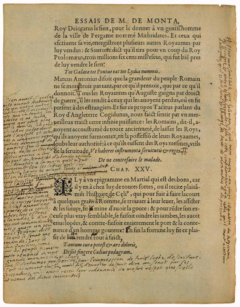 De Ne Contrefaire Le Malade de Michel de Montaigne - Essais - Livre 2 Chapitre 25 - Édition de Bordeaux - 001