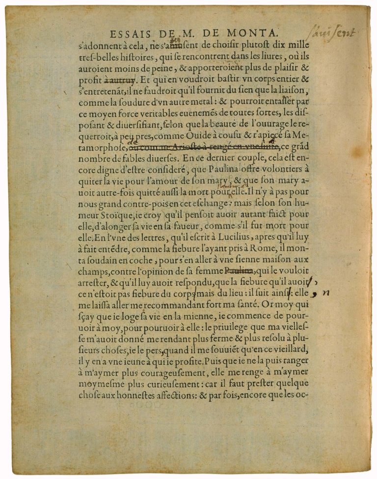 De Trois Bonnes Femmes de Michel de Montaigne - Essais - Livre 2 Chapitre 35 - Édition de Bordeaux - 009