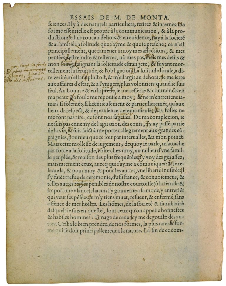 De Trois Commerces de Michel de Montaigne - Essais - Livre 3 Chapitre 3 - Édition de Bordeaux - 007