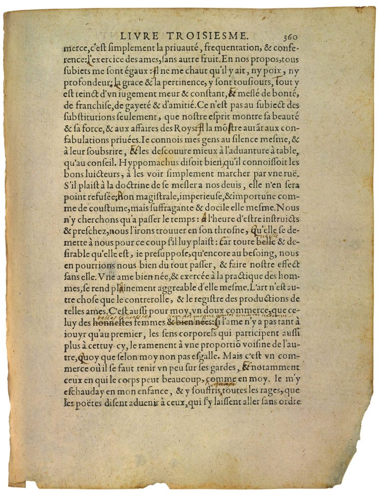 De Trois Commerces de Michel de Montaigne - Essais - Livre 3 Chapitre 3 - Édition de Bordeaux - 008