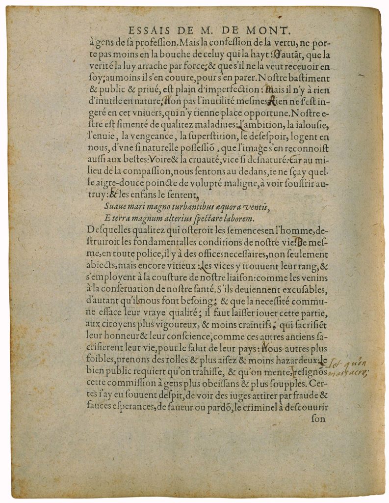 De l’Utile et De l’Honneste de Michel de Montaigne - Essais - Livre 3 Chapitre 1 - Édition de Bordeaux - 002