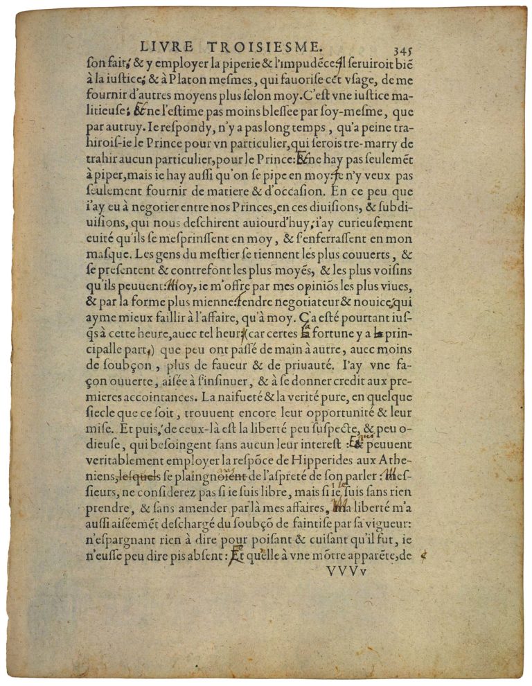 De l’Utile et De l’Honneste de Michel de Montaigne - Essais - Livre 3 Chapitre 1 - Édition de Bordeaux - 003