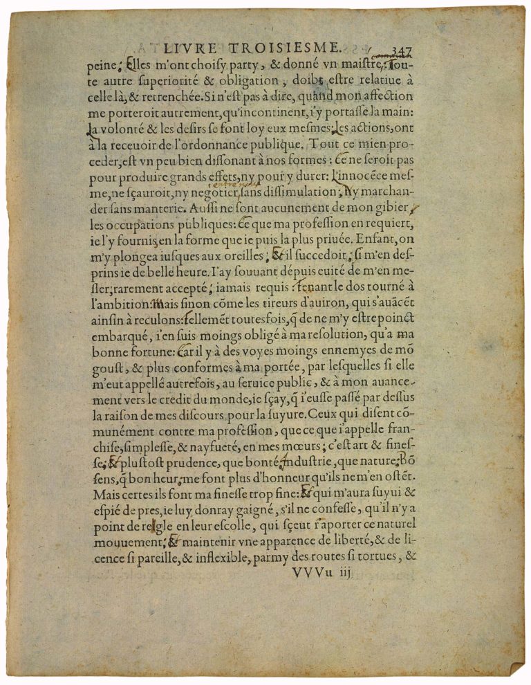 De l’Utile et De l’Honneste de Michel de Montaigne - Essais - Livre 3 Chapitre 1 - Édition de Bordeaux - 007