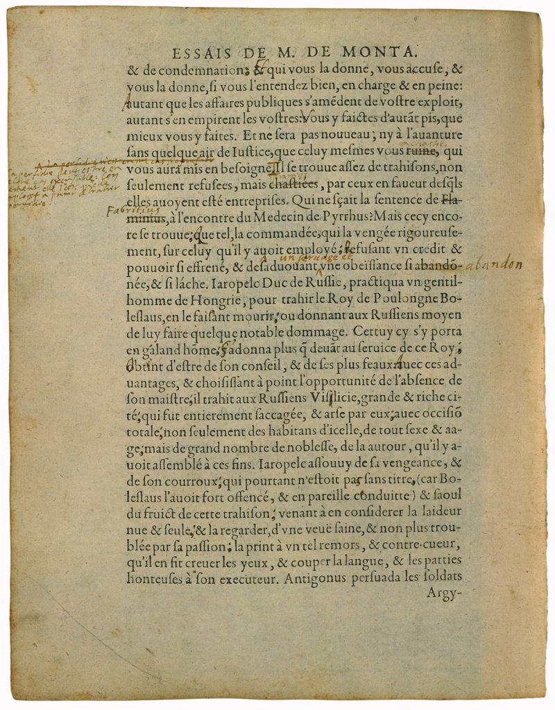 De l’Utile et De l’Honneste de Michel de Montaigne - Essais - Livre 3 Chapitre 1 - Édition de Bordeaux - 010