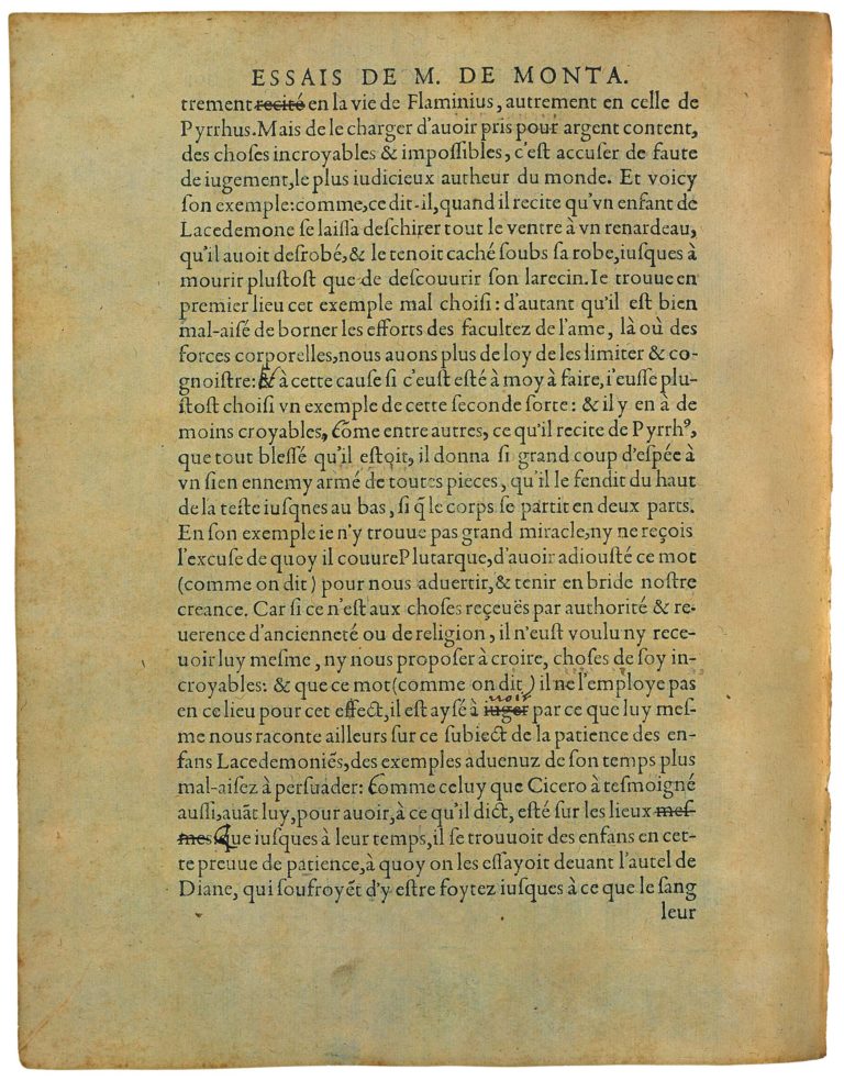 Defence De Seneque et De Plutarque de Michel de Montaigne - Essais - Livre 2 Chapitre 32 - Édition de Bordeaux - 003