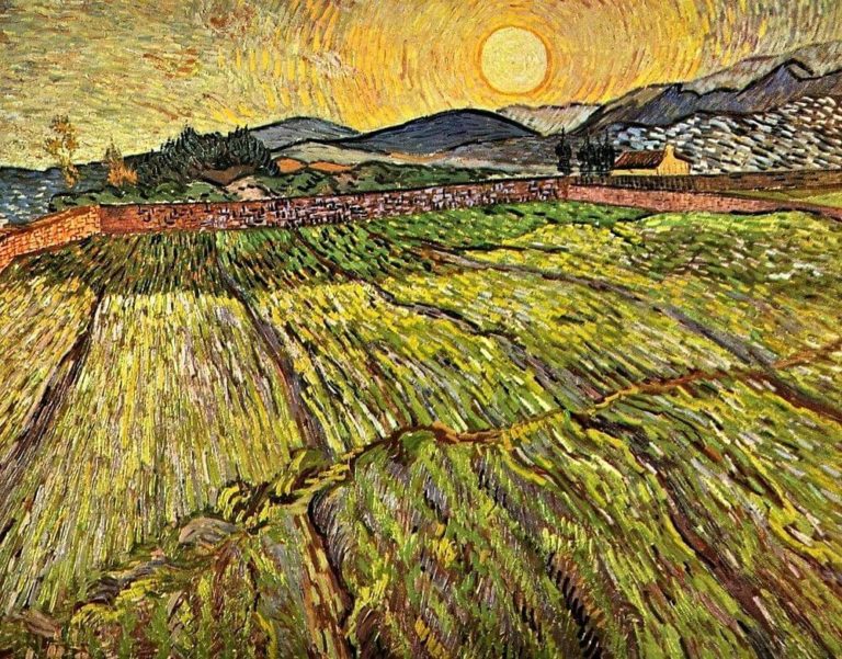 Demain, dès l’aube… de Victor Hugo dans Les Contemplations - Peinture de Vincent van Gogh - Champ fermé avec soleil levant - 1889