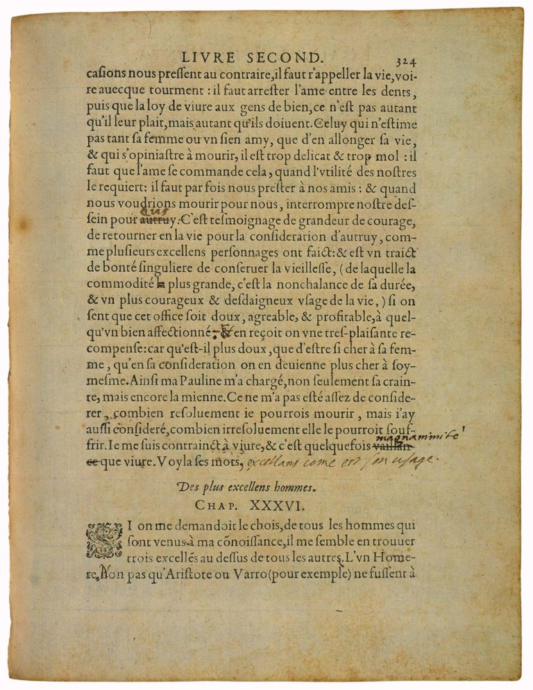 Des Plus Excellens Hommes de Michel de Montaigne - Essais - Livre 2 Chapitre 36 - Édition de Bordeaux - 001