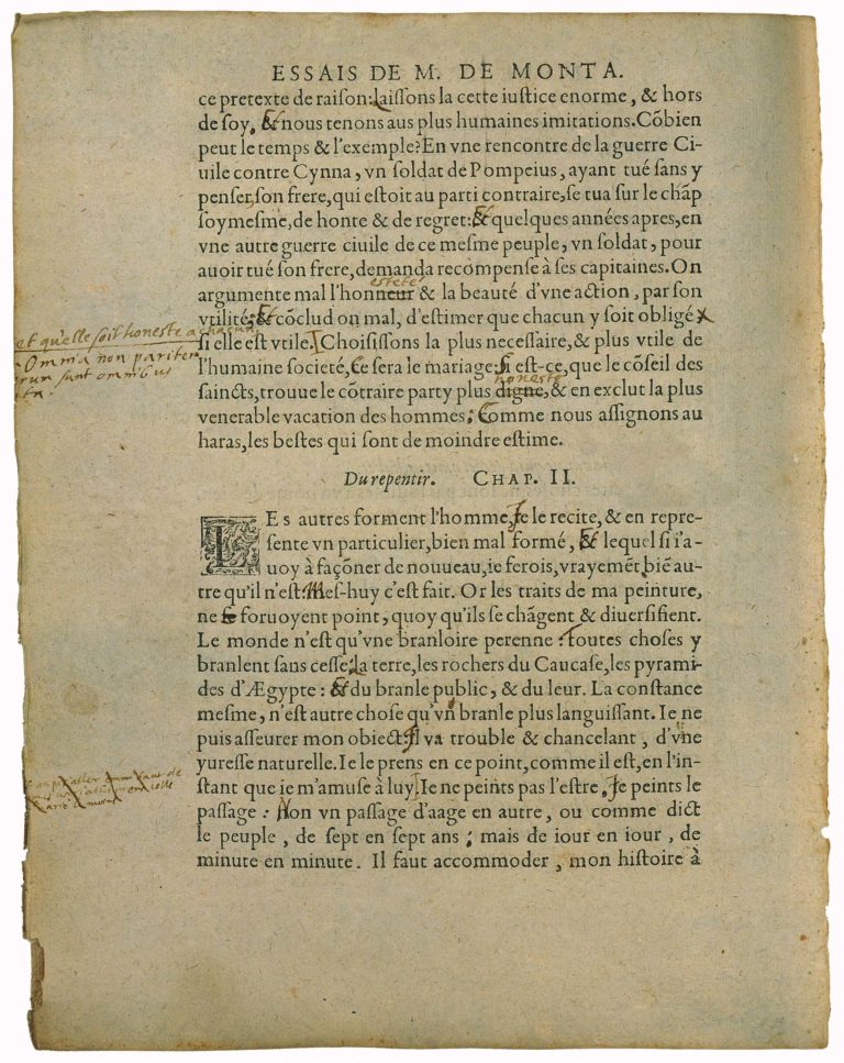 Du Repentir de Michel de Montaigne - Essais - Livre 3 Chapitre 2 - Édition de Bordeaux - 001