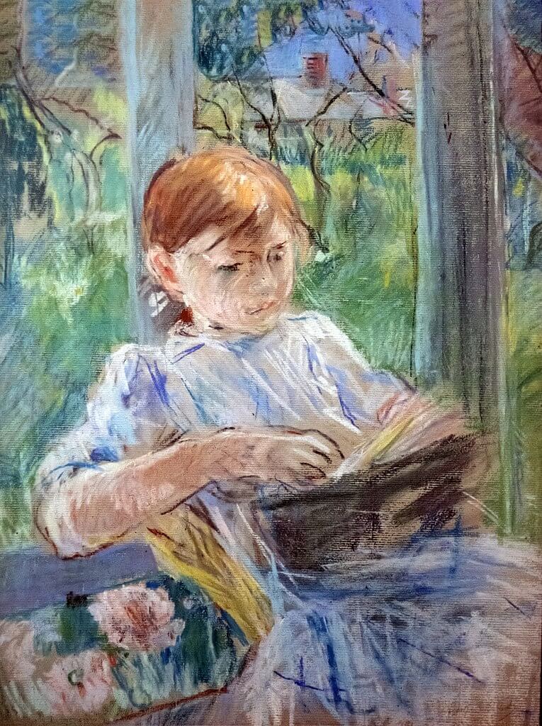 Elle Avait Pris Ce Pli... de Victor Hugo dans Les Contemplations - Peinture de Berthe Morisot - Jeune fille lisant - 1887