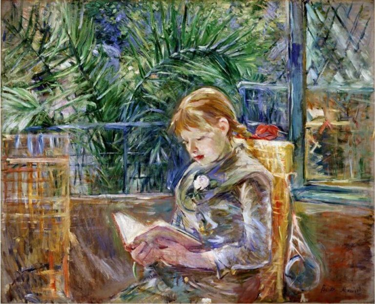Elle Avait Pris Ce Pli... de Victor Hugo dans Les Contemplations - Tableau de Berthe Morisot - Jeune fille lisant - 1888