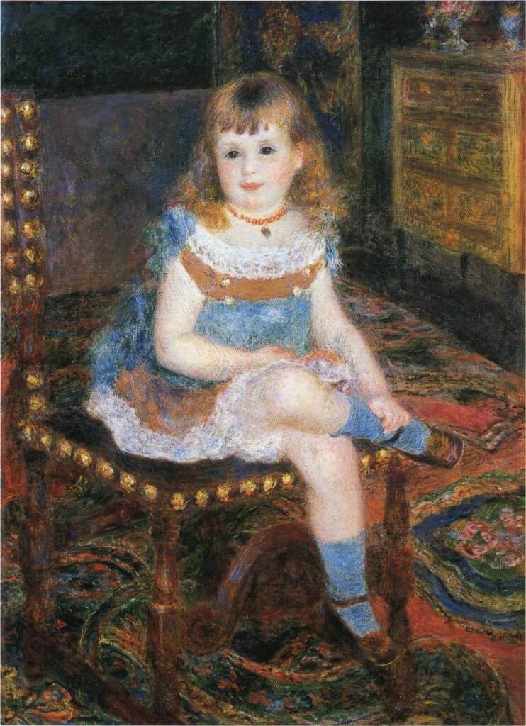 Elle Était Pâle, et Pourtant Rose... de Victor Hugo dans Les Contemplations - Peinture de Pierre-Auguste Renoir - Mlle Georgette Charpentier assise - 1876