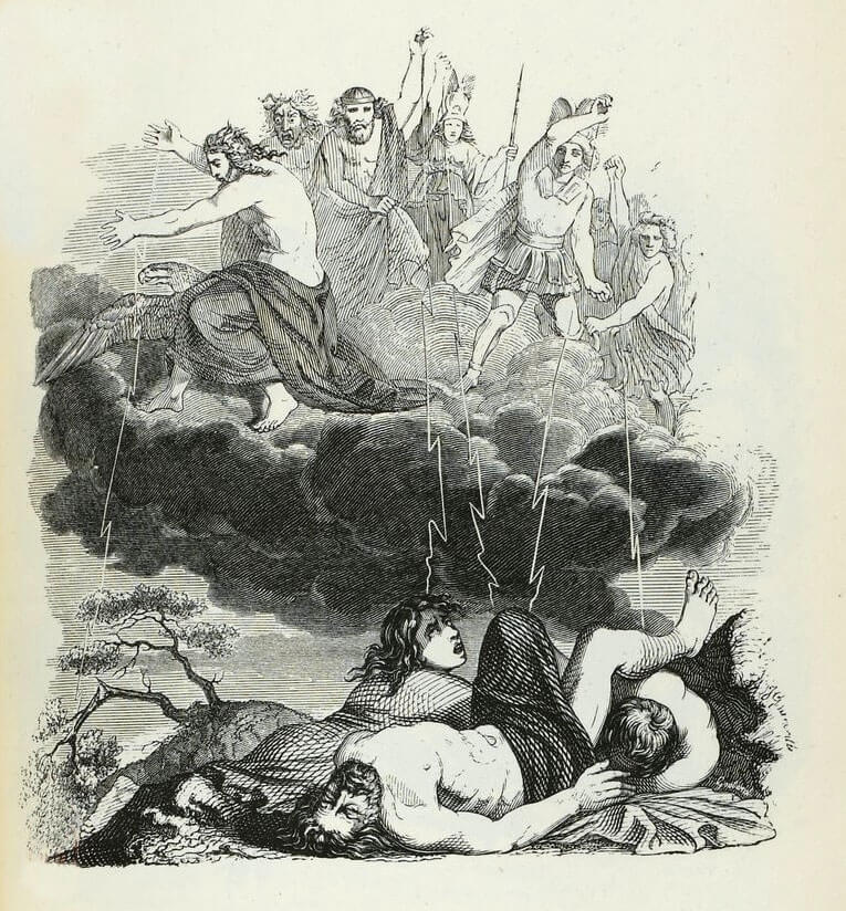 Jupiter et Les Tonnerres de Jean de La Fontaine dans Les Fables - Illustration de Grandville - 1840