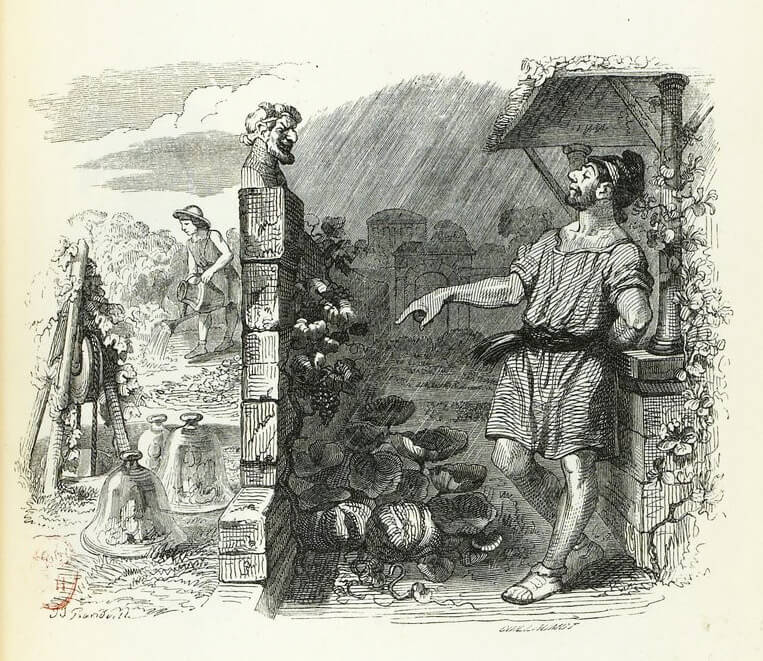Jupiter et le Métayer de Jean de La Fontaine dans Les Fables - Illustration de Grandville - 1840