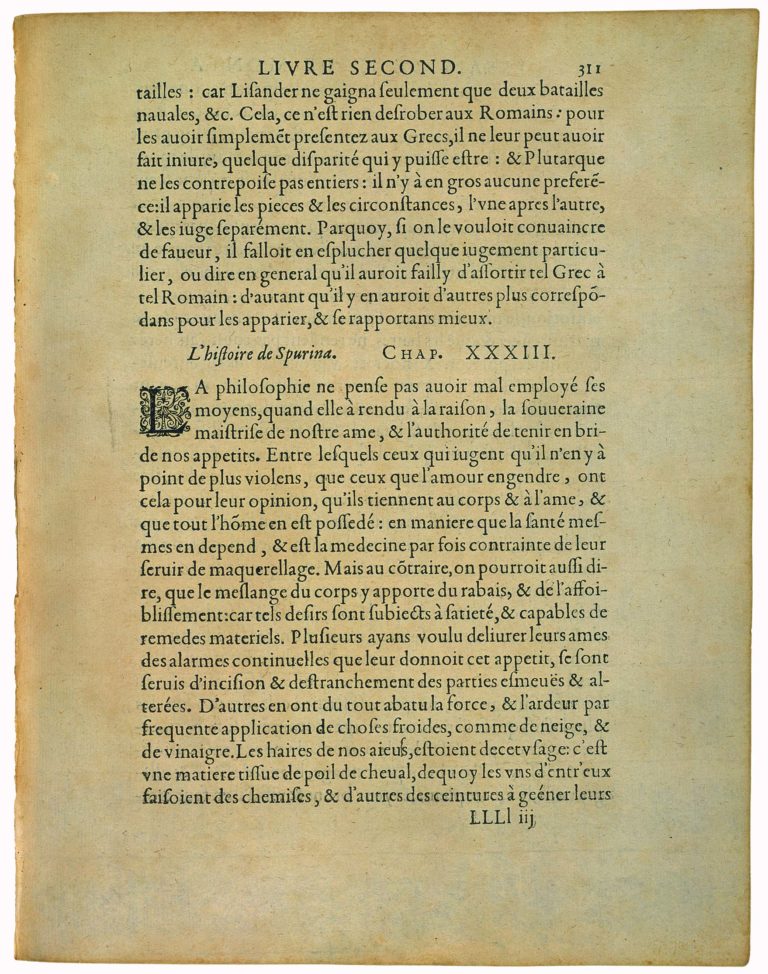 L’Histoire De Spurina de Michel de Montaigne - Essais - Livre 2 Chapitre 33 - Édition de Bordeaux - 001