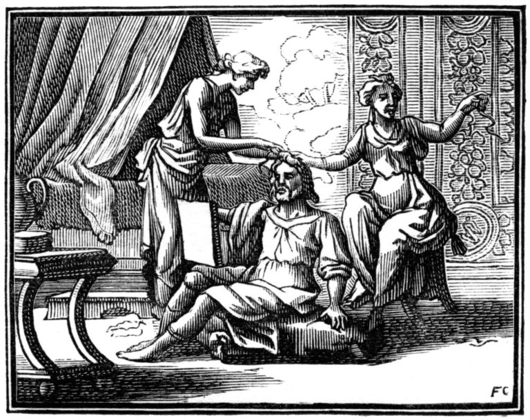L’Homme Entre Deux Âges et Ses Deux Maîtresses de Jean de La Fontaine dans Les Fables - Illustration de François Chauveau - 1688
